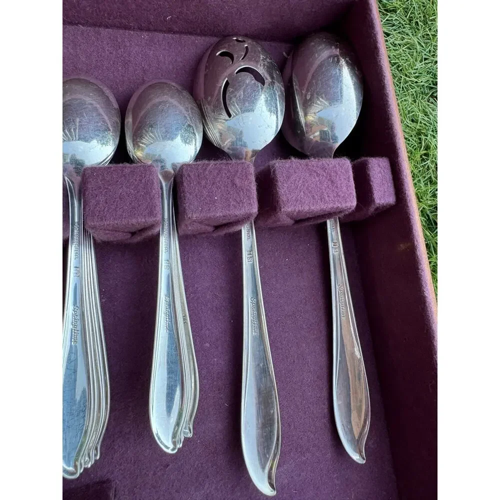 1847 Rogers Bros Springtime Silverplate Flatware Set 52 Pc with Box